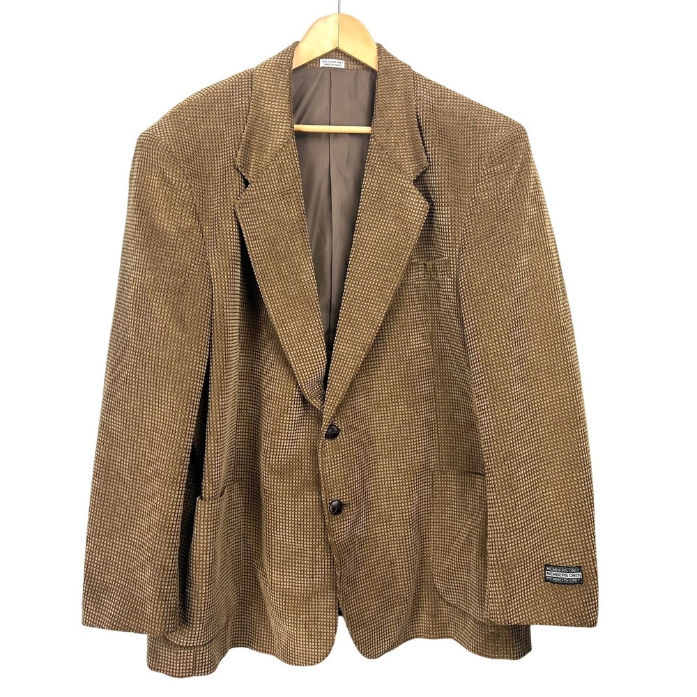 New Members Only Mens Brown Waffle Textured Corduroy Blazer Jacket sz 48 Preppy‎